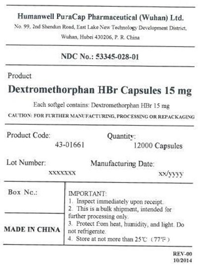Dextro 15 mg Bulk Label